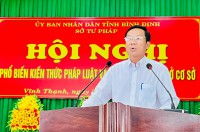 Đ/c Trần Văn Sang, Tỉnh uỷ viên, Giám đốc Sở Tư pháp phát biểu khai mạc Hội nghị