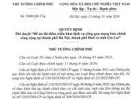 Thủ tướng Chính phủ: Phê duyệt Đề án thí điểm triển khai dịch vụ công qua mạng bưu chính công cộng tại thành phố Hà Nội, thành phố Huế và tỉnh Gia Lai