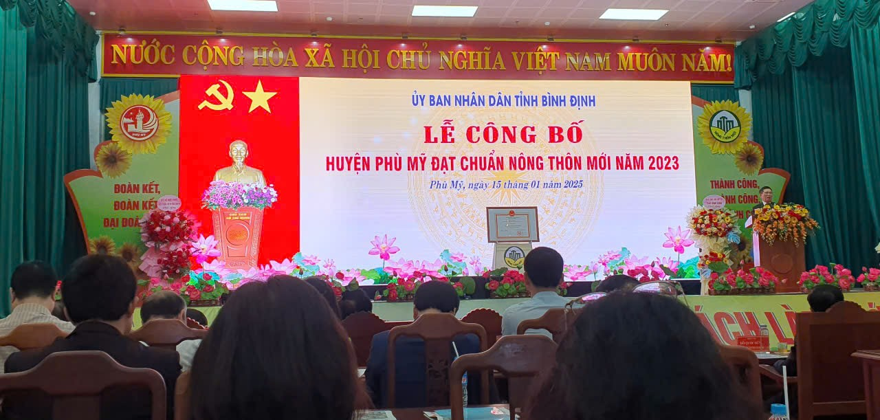 Phó thủ tướng Hồ Đức Phớc phát biểu tại Lễ công bố huyện Phù Mỹ đạt chuẩn nông thôn mới năm 2023